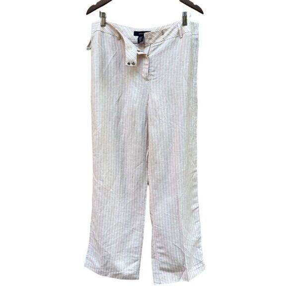 Jones wear linen blend light pink striped straight pants size 14 NWT - Picture 1 of 8